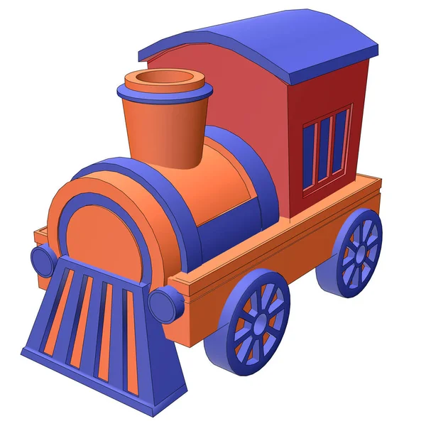 Toy train skissera 3d illustration — Stockfoto