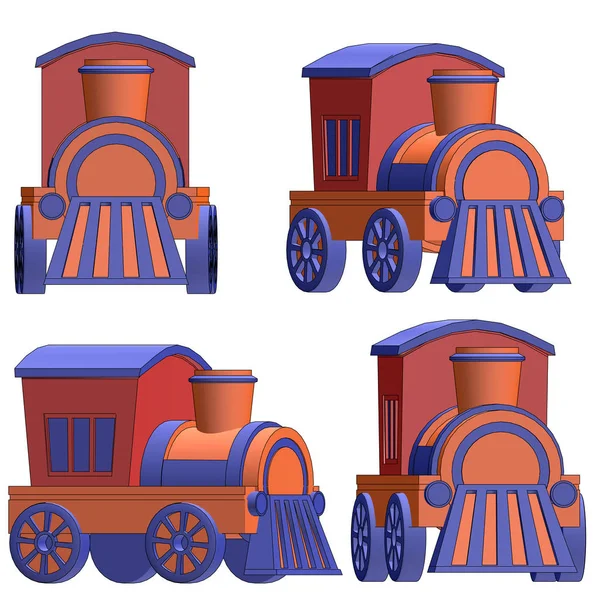 Іграшковий поїзд контур 3d ілюстрація — стокове фото