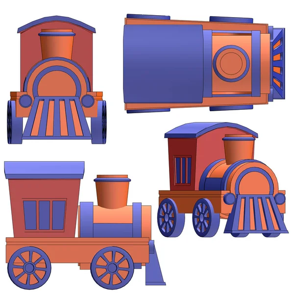 Toy train outline 3d illustration — Stock Photo, Image