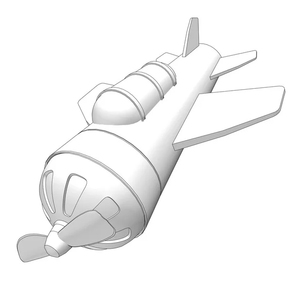 Brinquedo avião esboço 3d ilustração — Fotografia de Stock