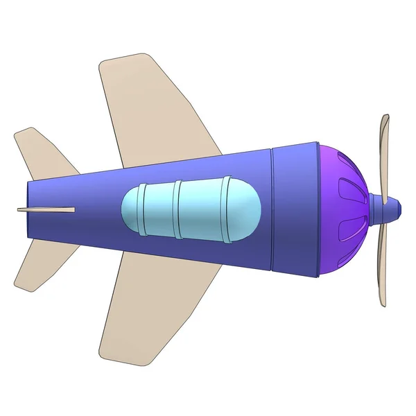 Speelgoed vliegtuig overzicht 3d illustratie — Stockfoto
