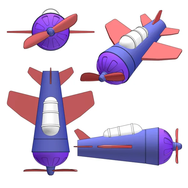 Іграшковий контур літака 3d ілюстрація — стокове фото