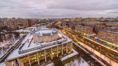 Moskova şehir Rusya manzarası hava panoramik üstten görünüm gün gece timelapse kentsel kış kar manzara mimari arka plan için
