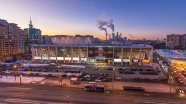 Moskova şehir Rusya manzarası hava panoramik üstten görünüm gün gece timelapse hyperlapse kentsel kış kar manzara mimari arka plan için