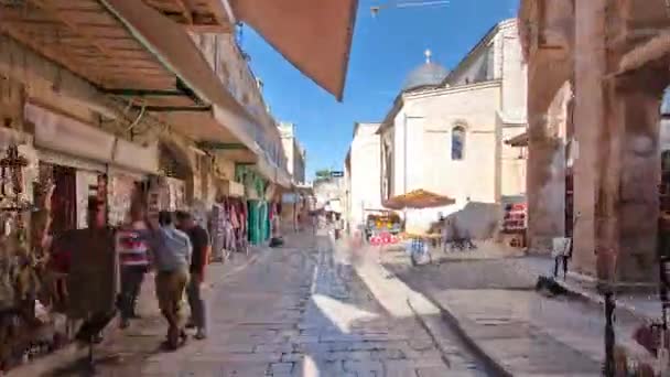 El colorido zoco en la vieja ciudad de Jerusalén Israel timelapse hyperlapse — Vídeos de Stock