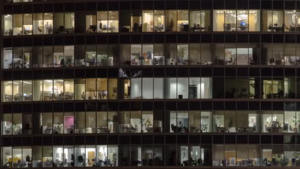 Windows em arranha-céus International Business Center City à noite timelapse, Moscou, Rússia — Vídeo de Stock