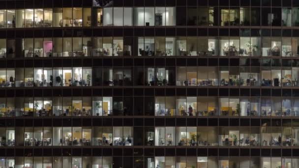 Fenster in Wolkenkratzern International Business Center Stadt in der Nacht Zeitraffer, Moskau, Russland — Stockvideo