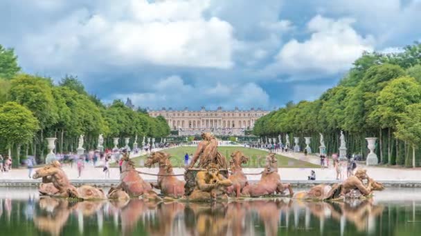 Fonte Apollo no parque do Palácio de Versalhes timelapse, Ile de France — Vídeo de Stock