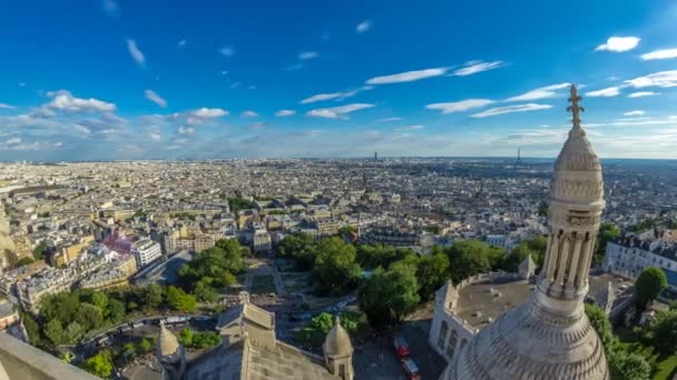 Panorama de París timelapse, Francia. Vista superior desde la Basílica del Sagrado Corazón de Montmartre Sacre-Coeur . — Vídeo de stock
