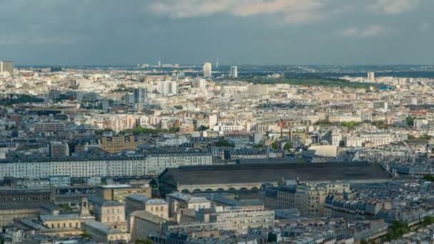 Panorama of Paris timelapse, Франція. Top view from Sacred Heart Basilica of Montmartre Sacre-Coeur . — стокове відео