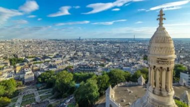 Paris 'in Panorama' sı, Fransa. Montmartre Sacre-Coeur 'un Kutsal Yürek Bazilikası' ndan güzel bir manzara. .