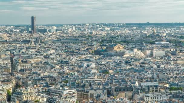 Panorama van Parijs timelapse, Frankrijk. Bovenaanzicht vanuit de Heilig Hart Basiliek van Montmartre Sacre-Coeur . — Stockvideo