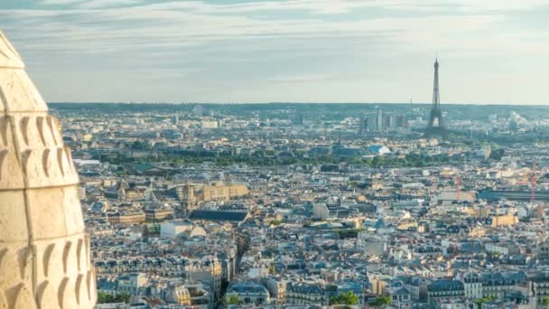 Πανόραμα του Παρισιού timelapse, Γαλλία. Κάτοψη από την Ιερή Καρδιά Βασιλική της Μονμάρτης Sacre-Coeur . — Αρχείο Βίντεο