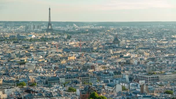 Panorama della timelapse di Parigi, Francia. Vista dall'alto dalla Basilica del Sacro Cuore di Montmartre Sacre Coeur . — Video Stock