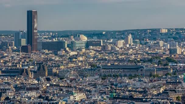 Panorama de París timelapse, Francia. Vista superior desde la Basílica del Sagrado Corazón de Montmartre Sacre-Coeur . — Vídeos de Stock