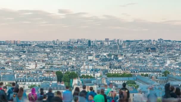Panorama della timelapse di Parigi, Francia. Vista dall'alto dalla Basilica del Sacro Cuore di Montmartre Sacre Coeur . — Video Stock