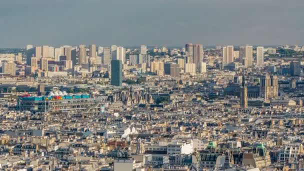 Panorama van Parijs timelapse, Frankrijk. Bovenaanzicht vanuit de Heilig Hart Basiliek van Montmartre Sacre-Coeur . — Stockvideo