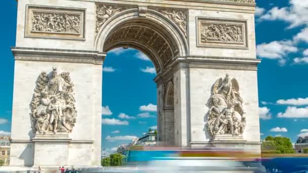 Łuk Triumfalny Arc de Triomphe timelapse Star jest jednym z najbardziej znanych zabytków w Paryżu — Wideo stockowe