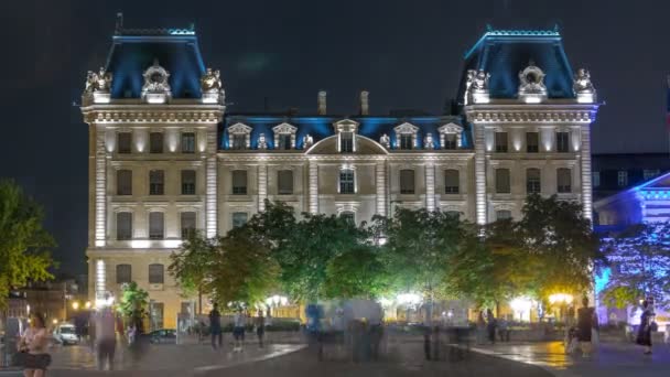 Parvis Notre Dame night timelapse - Τόπος Jean-Paul II. Στο Παρίσι. Γαλλία — Αρχείο Βίντεο