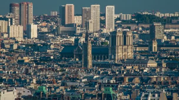 Panorama della timelapse di Parigi, Francia. Vista dall'alto dalla Basilica del Sacro Cuore di Montmartre Sacre Coeur . — Video Stock