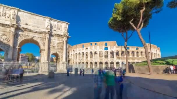 A Colosseum vagy Coliseum timelapse hyperlapse, más néven a Flavian Amphitheatre Rómában, Olaszországban — Stock videók
