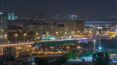 Moskova timelapse, üçüncü taşıma halkası ve Moscows yüzük, trafik, araba ışıklar'ın gece görünümü