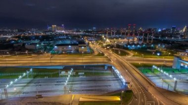 Moskova timelapse, üçüncü taşıma halkası ve Moscows yüzük, trafik, araba ışıklar'ın gece görünümü