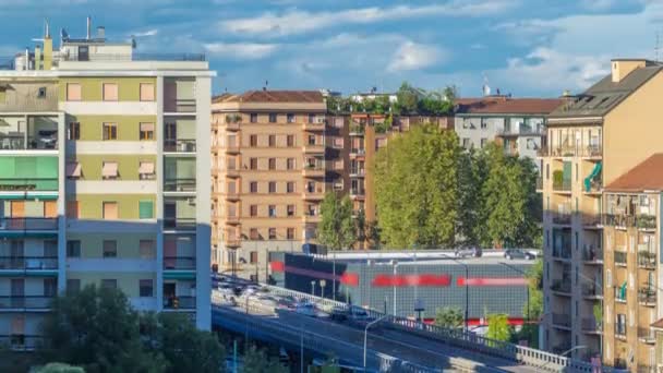 Moderna byggnader i det nya området i Portello timelapse, Milano, Italien — Stockvideo