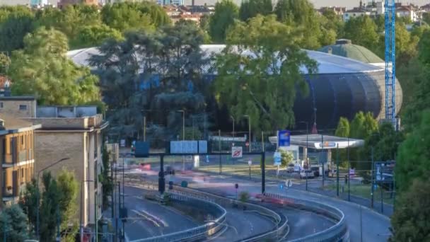 Prédios modernos na nova área de Portello timelapse, Milão, Itália — Vídeo de Stock