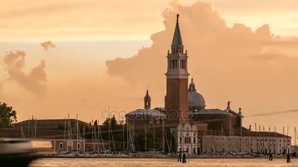 Ostrov San Giorgio Maggiore při západu slunce timelapse, Venezia, Benátky, Itálie — Stock video