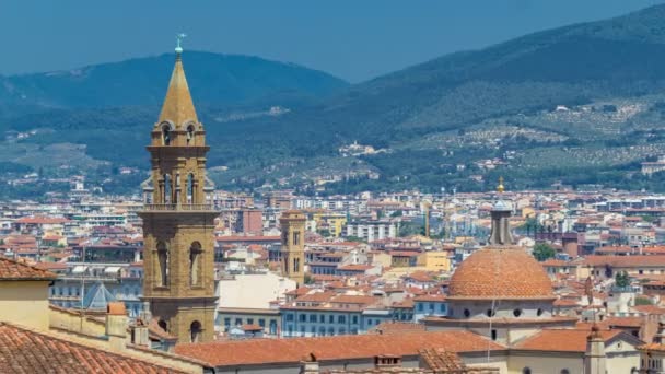 Пейзаж над временем, панорама на исторический вид Флоренции с точки Boboli Gardens Giardino di Boboli. Италия . — стоковое видео