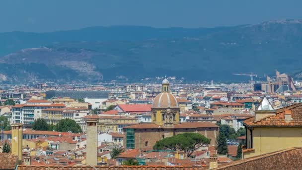 Hermoso paisaje sobre timelapse, panorama sobre la vista histórica de la Florencia de Boboli Jardines Giardino di Boboli punto. Italia . — Vídeos de Stock