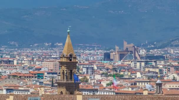 Hermoso paisaje sobre timelapse, panorama sobre la vista histórica de la Florencia de Boboli Jardines Giardino di Boboli punto. Italia . — Vídeo de stock