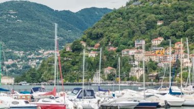 Manzara ile Como Gölü timelapse, Lombardiya, İtalya