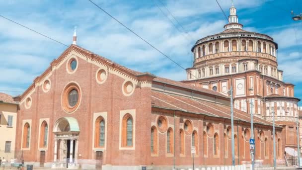 Santa Maria delle Grazie timelapse with blue cloudy sky. — Stock Video