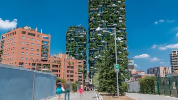 Bosco Verticale or Vertical Forest timelapse. It is a pair of two residential towers in the district of Porta Nuova, Milan — Stock Video