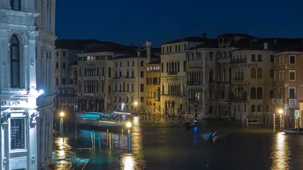 Canal Grande a Venezia timelapse, Italia di notte . — Video Stock