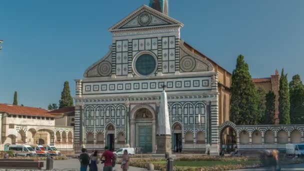 Basílica de Santa Maria Novella en el timelapse cuadrado homónimo de Florencia — Vídeo de stock