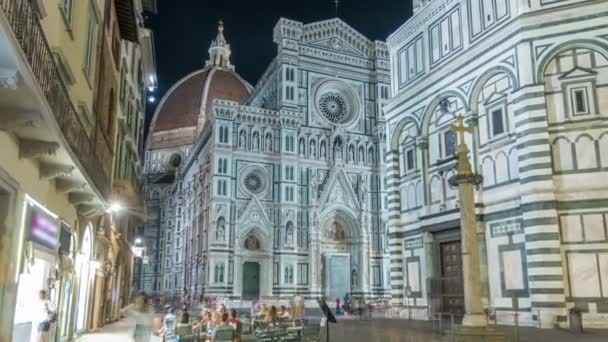 Basilica di Santa Maria del Fiore in Florence bij nacht timelapse — Stockvideo