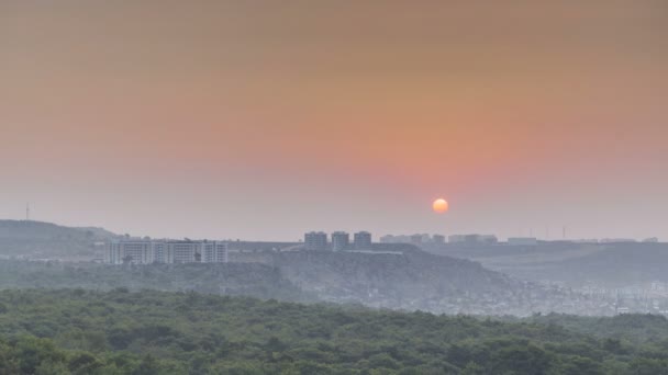 Una vista de pájaro del amanecer sobre el timelapse de Antalya. Turquía . — Vídeos de Stock