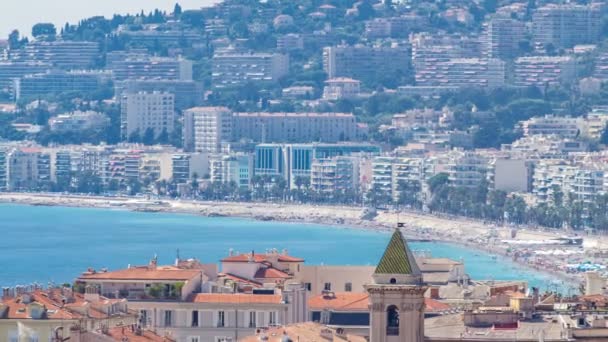 Schöner Strand Tag Landschaft Luftaufnahme von oben Zeitraffer, Frankreich. — Stockvideo