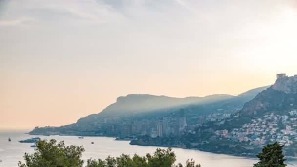 Gród timelapse z Monte Carlo, Monako podczas summer zachód słońca. — Wideo stockowe