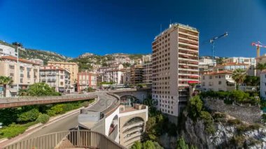 Monte Carlo tren istasyonu Gare de Monaco timelapse, Monako Prensliği.