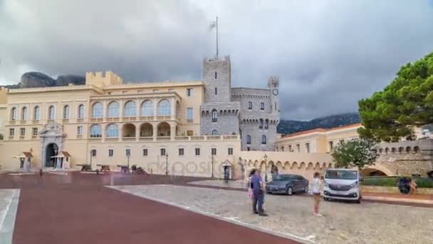 Prens Monaco Sarayı timelapse hyperlapse - Monako Prensi resmi konutu olduğunu. — Stok video
