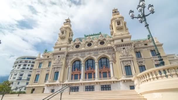 Palast im Barockstil des 19. Jahrhunderts im Casino Montcarlo in Monaco Zeitraffer-Hyperlapse — Stockvideo