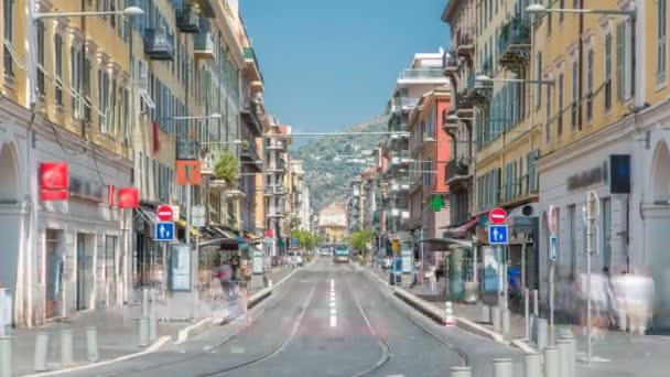 Vista de Place Garibaldi timelapse con tranvías en la calle y el tráfico . — Vídeo de stock