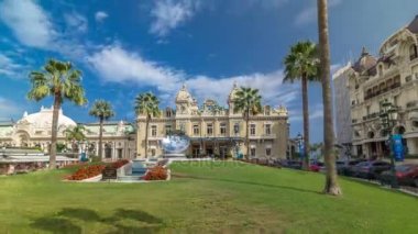 Monte Carlo timelapse hyperlapse, Monaco Grand Casino. Tarihi bina