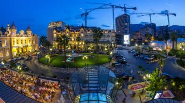 Monte Carlo günde gece timelapse, Monaco Grand Casino ile kare. Tarihi bina