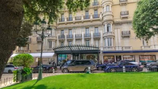 Hotel Hermitage em Monte Carlo hiperlapso temporal, Mônaco . — Vídeo de Stock