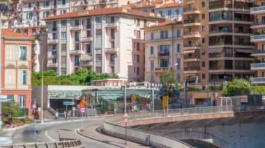 Monte Carlo tren istasyonu Gare de Monaco timelapse, Monako Prensliği.